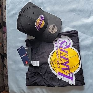 NWT LA Lakers tshirt and hat set